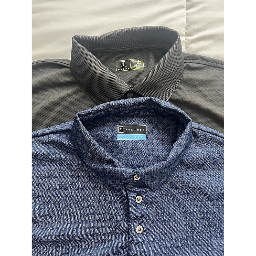 PGA Tour Golf Polo Shirt Lot Mens Large Performance Blue and GreyNWOT (196)